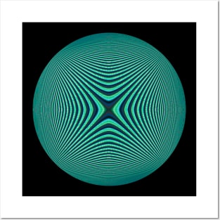 Turquoise /teal hypnotic circle with optical illusion Posters and Art